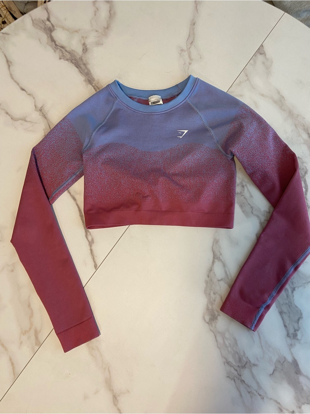 Gymshark Adapt Ombre Seamless Crop Long-Sleeve Top in Purple and Pink